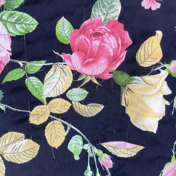 BLEUH CIEL Floral Kimono Style Open Tied Robe Satin Side Slits Size S - Picture 11 of 12